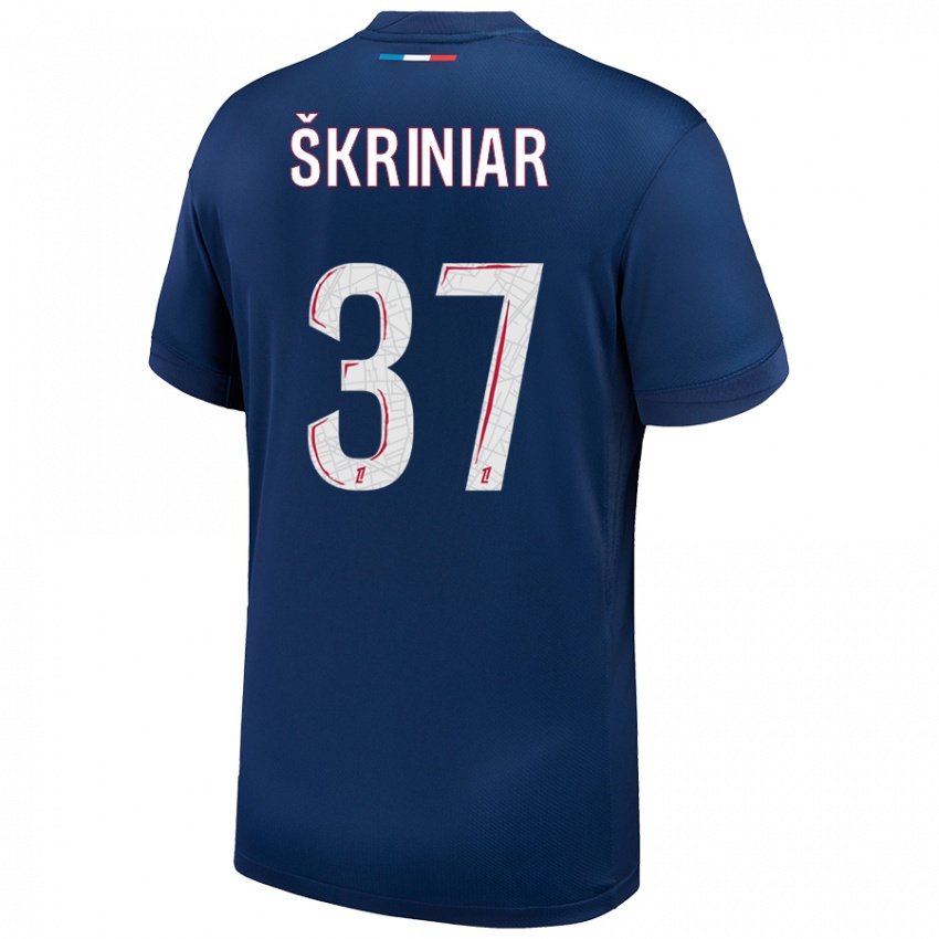 Criança Camisola Milan Skriniar #37 Azul Marinho Branco Principal 2024/25 Camisa