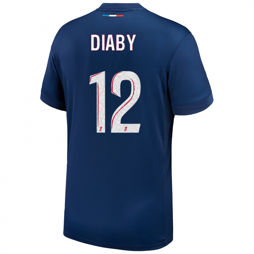 Criança Camisola Ibrahima Diaby #12 Azul Marinho Branco Principal 2024/25 Camisa