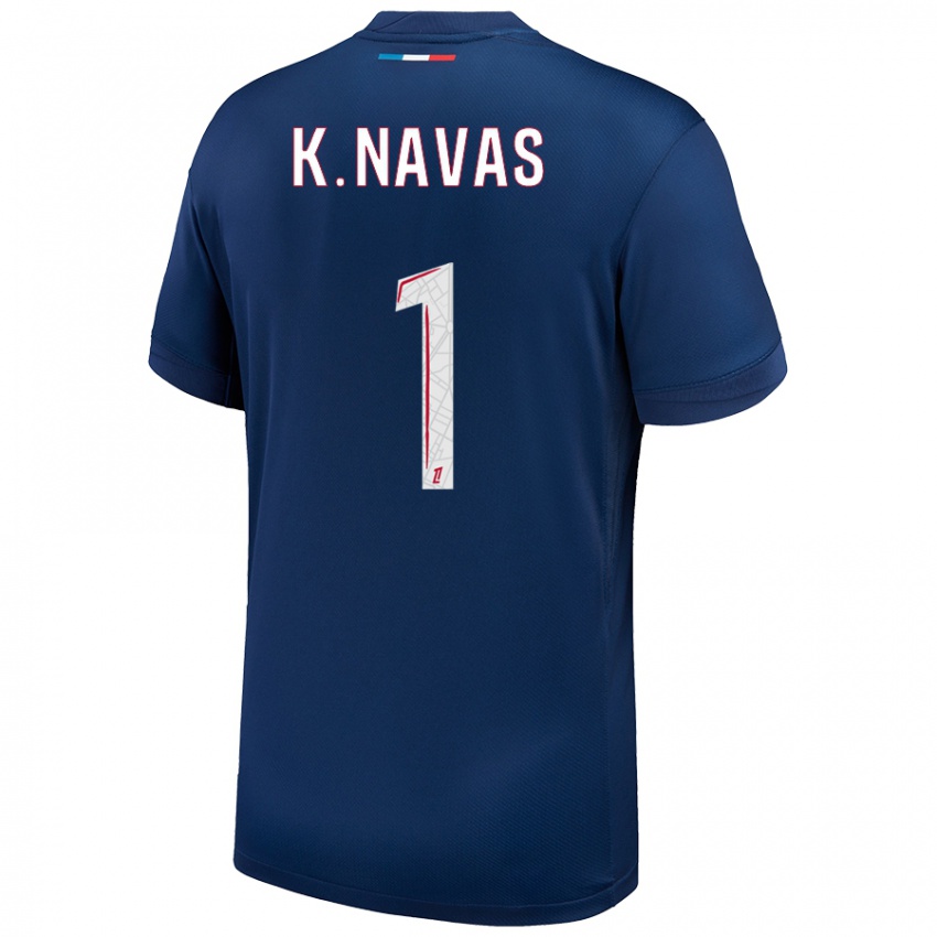 Criança Camisola Keylor Navas #1 Azul Marinho Branco Principal 2024/25 Camisa