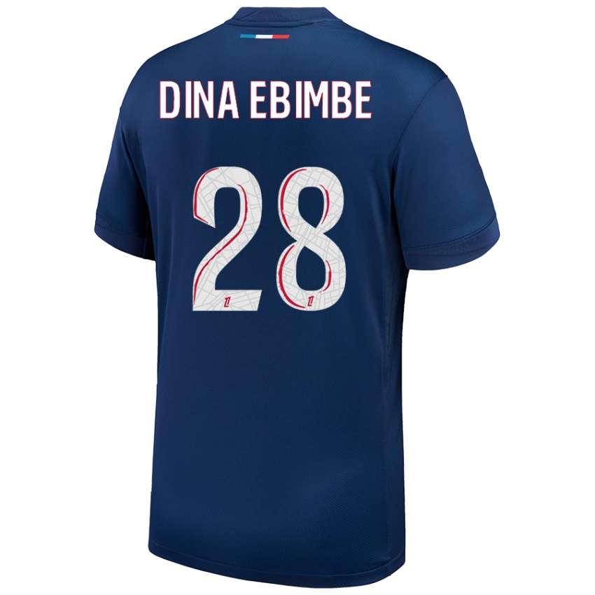 Criança Camisola Eric Junior Dina Ebimbe #28 Azul Marinho Branco Principal 2024/25 Camisa