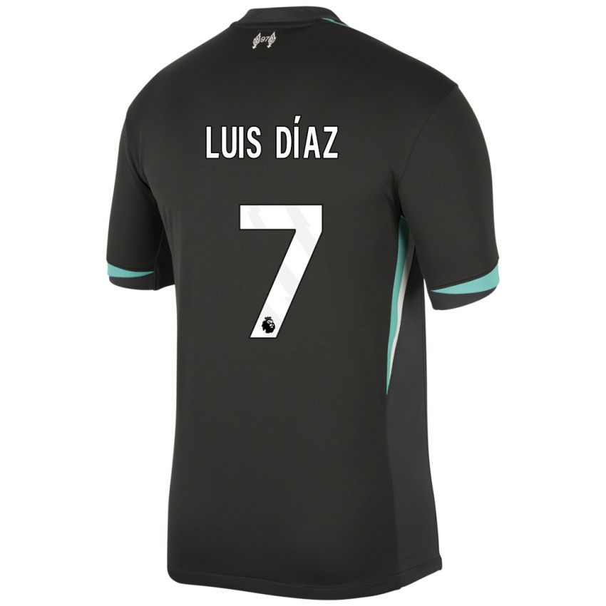 Criança Camisola Luis Diaz #7 Preto Antracite Branco Alternativa 2024/25 Camisa