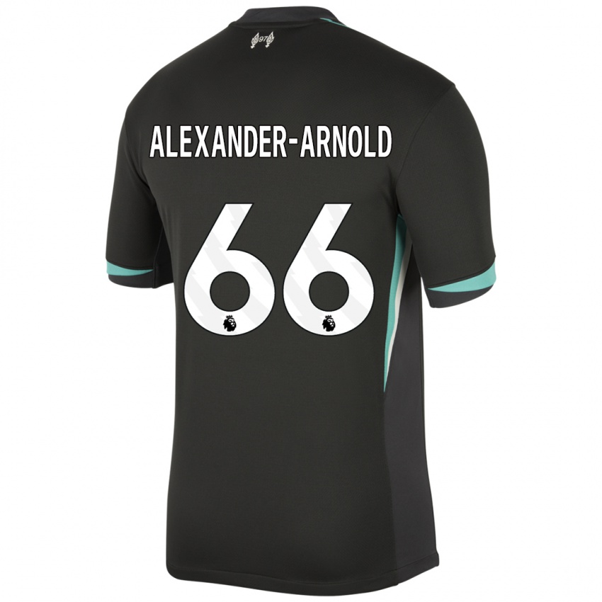 Criança Camisola Trent Alexander-Arnold #66 Preto Antracite Branco Alternativa 2024/25 Camisa