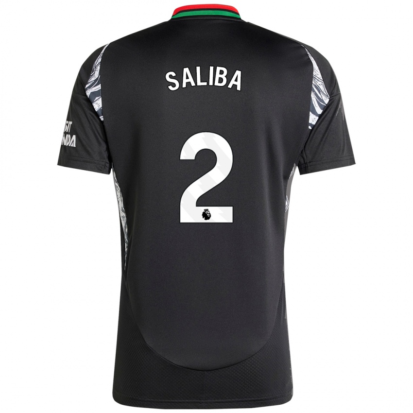 Criança Camisola William Saliba #2 Preto Alternativa 2024/25 Camisa