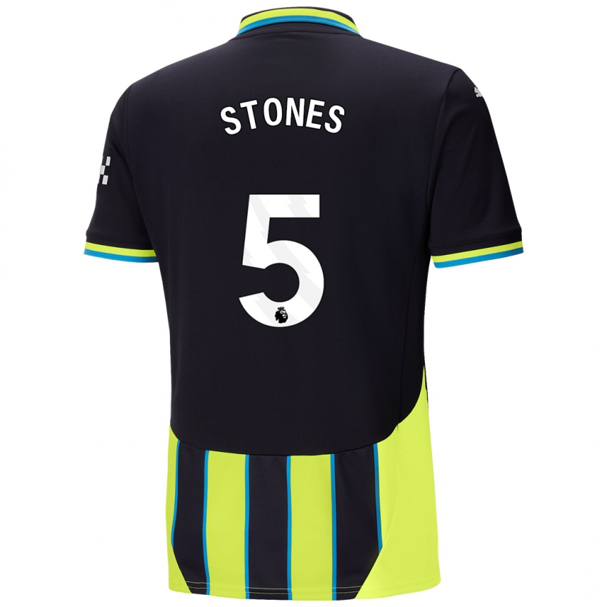 Criança Camisola John Stones #5 Azul Amarelo Alternativa 2024/25 Camisa