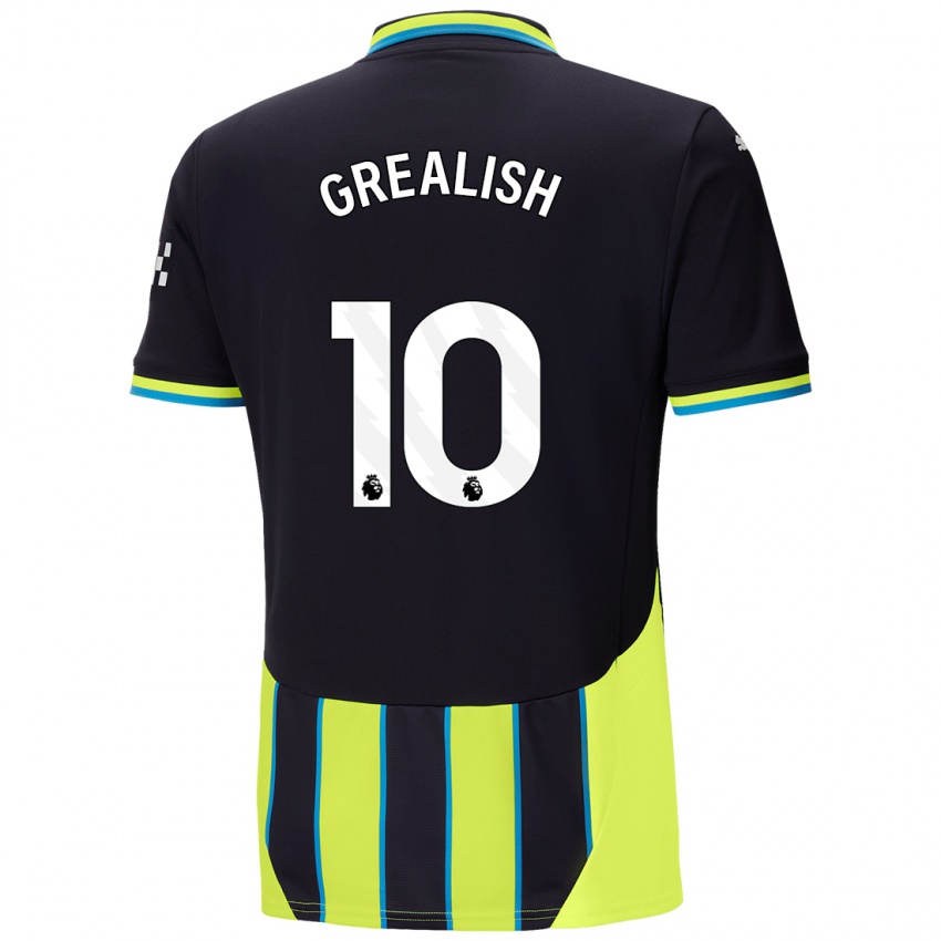 Criança Camisola Jack Grealish #10 Azul Amarelo Alternativa 2024/25 Camisa