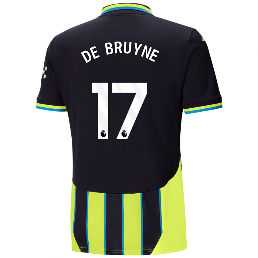 Criança Camisola Kevin De Bruyne #17 Azul Amarelo Alternativa 2024/25 Camisa