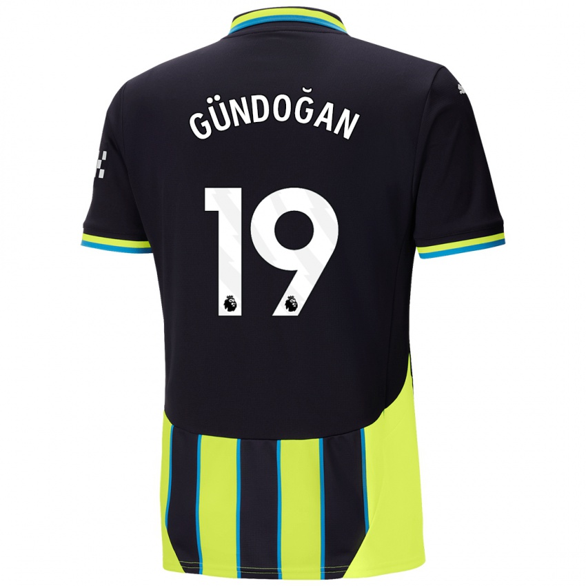 Criança Camisola Ilkay Gundogan #19 Azul Amarelo Alternativa 2024/25 Camisa