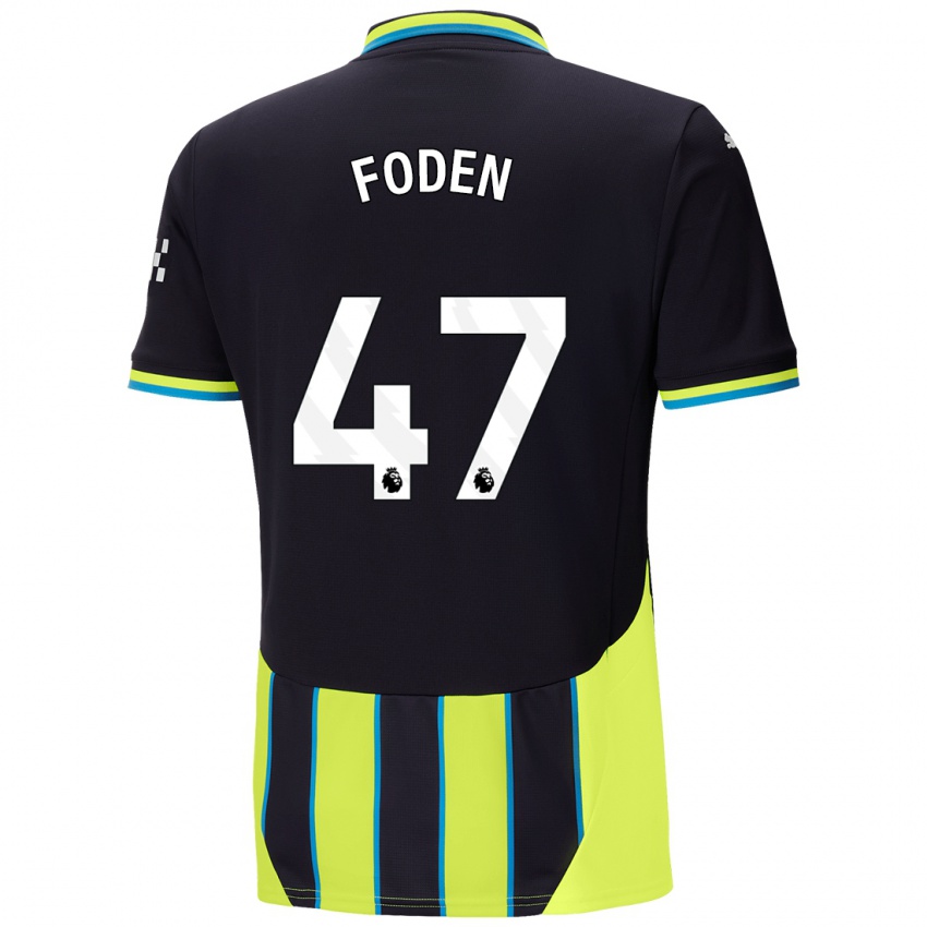 Criança Camisola Phil Foden #47 Azul Amarelo Alternativa 2024/25 Camisa