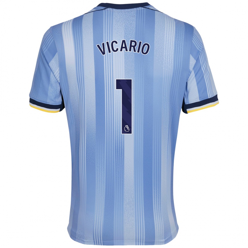 Criança Camisola Guglielmo Vicario #1 Azul Claro Alternativa 2024/25 Camisa