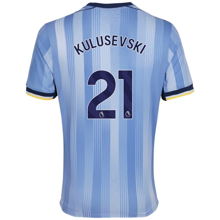 Criança Camisola Dejan Kulusevski #21 Azul Claro Alternativa 2024/25 Camisa