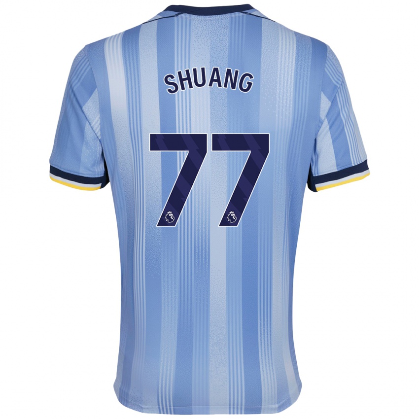 Criança Camisola Wang Shuang #77 Azul Claro Alternativa 2024/25 Camisa