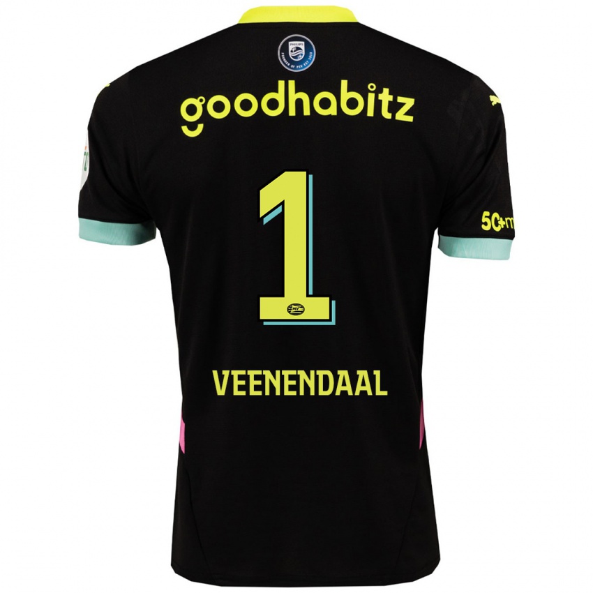 Criança Camisola Sari Van Veenendaal #1 Amarelo Preto Alternativa 2024/25 Camisa