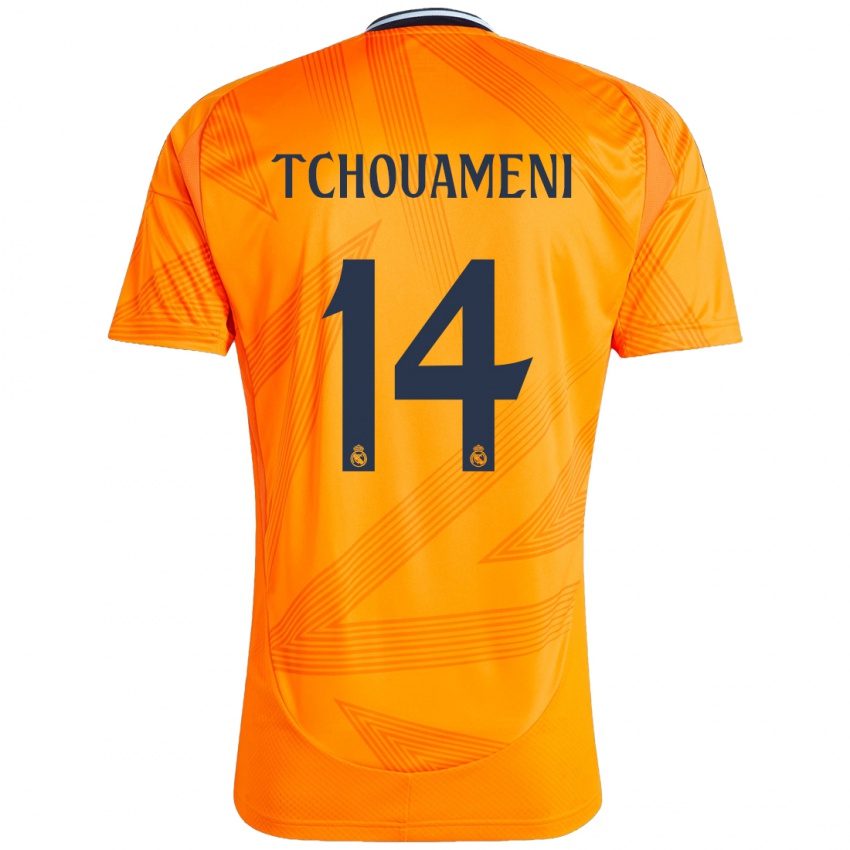 Criança Camisola Aurelien Tchouameni #14 Laranja Alternativa 2024/25 Camisa