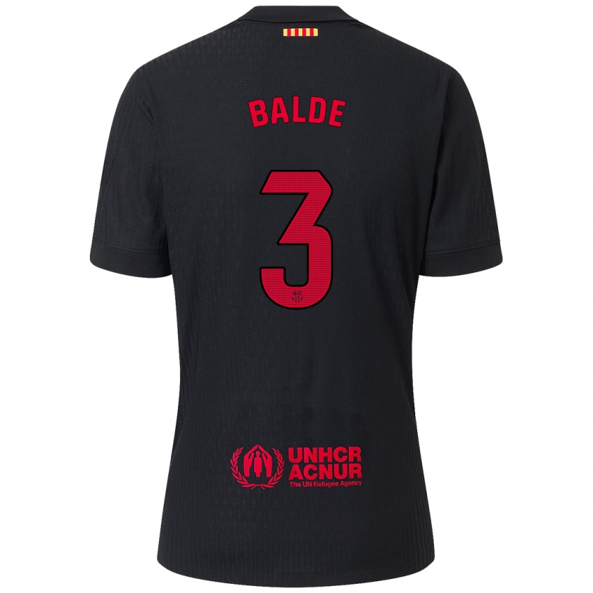 Criança Camisola Alejandro Balde #3 Vermelho Preto Alternativa 2024/25 Camisa