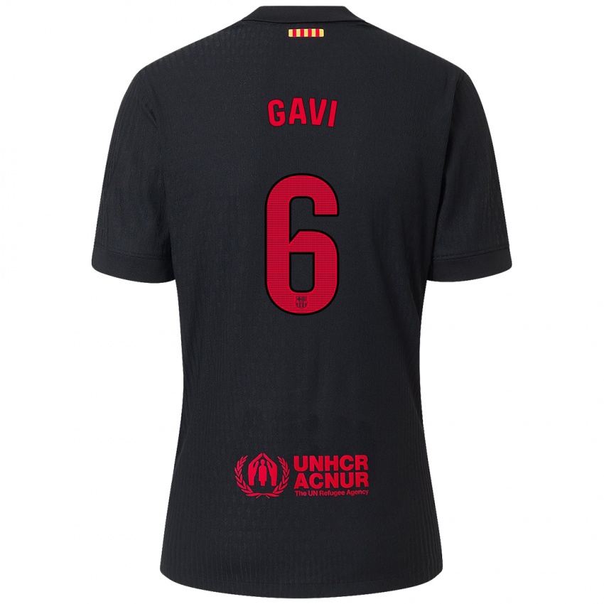 Criança Camisola Gavi #6 Vermelho Preto Alternativa 2024/25 Camisa