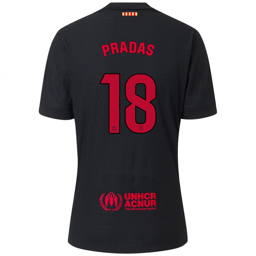 Criança Camisola Arnau Pradas #18 Vermelho Preto Alternativa 2024/25 Camisa