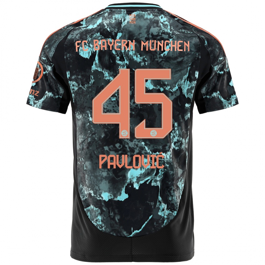 Criança Camisola Aleksandar Pavlovic #45 Preto Alternativa 2024/25 Camisa