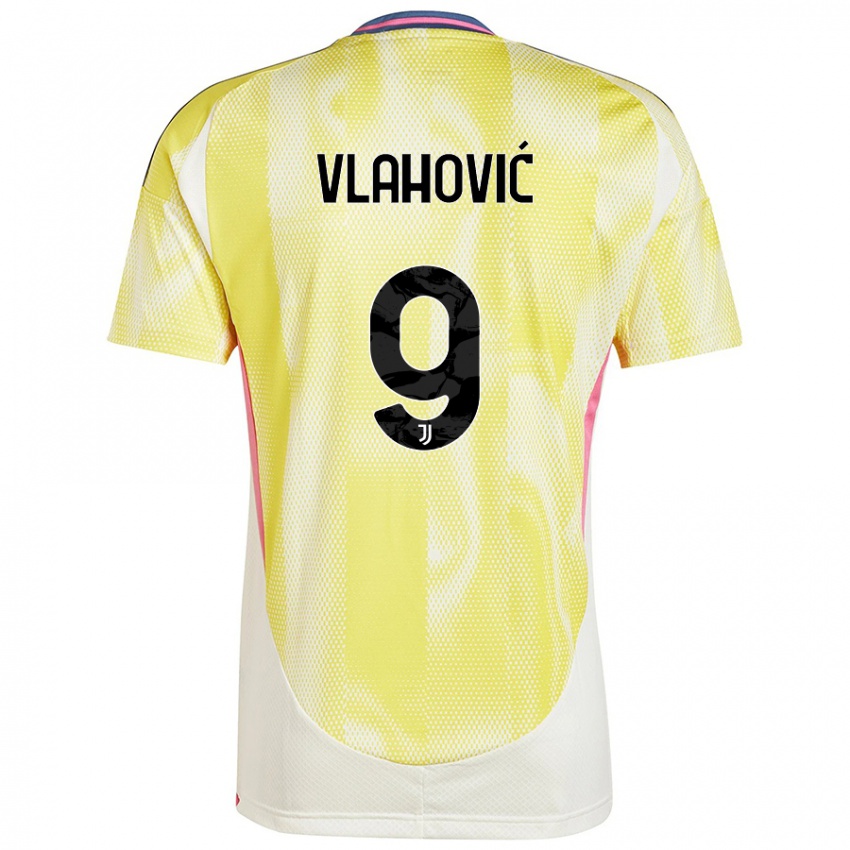 Criança Camisola Dusan Vlahovic #9 Solar Amarelo Alternativa 2024/25 Camisa