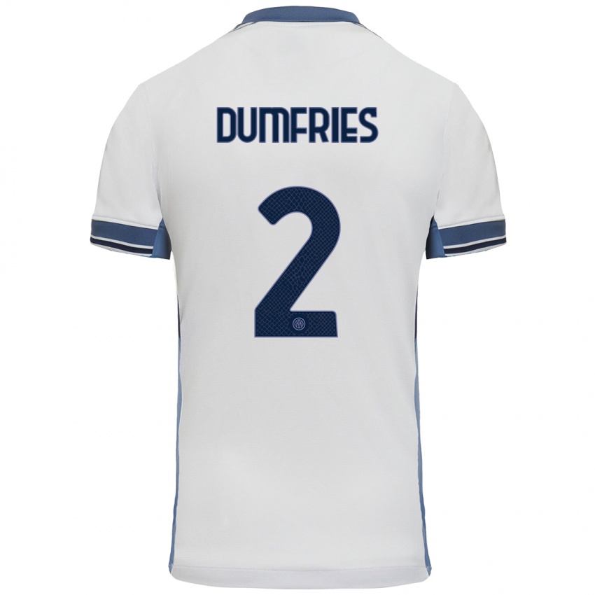 Criança Camisola Denzel Dumfries #2 Cinzento Branco Alternativa 2024/25 Camisa