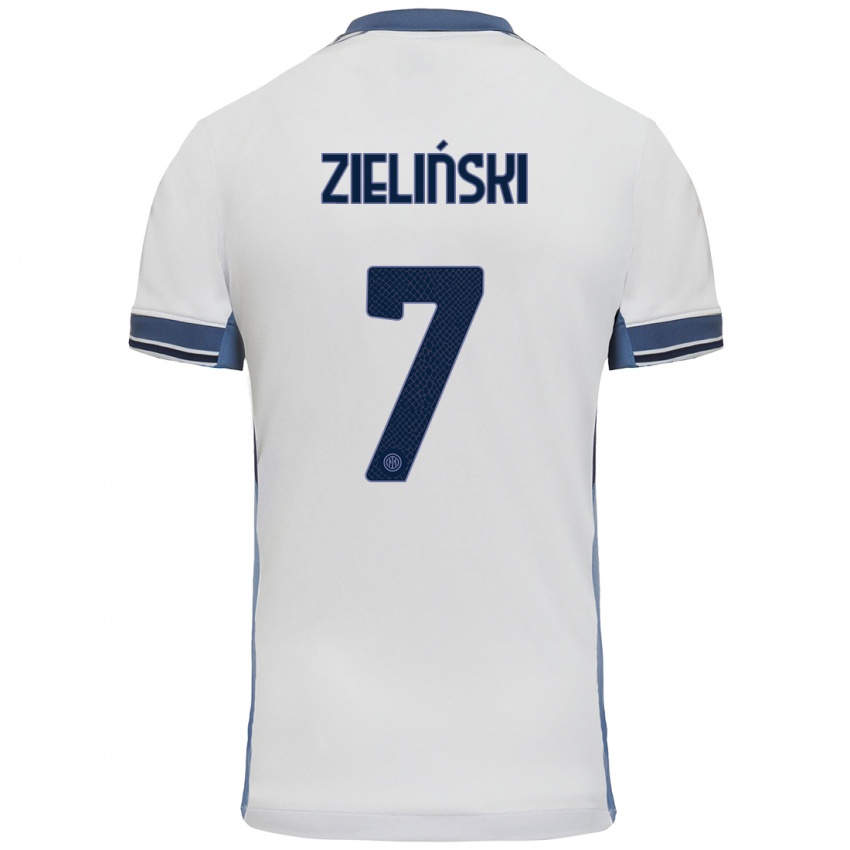 Criança Camisola Piotr Zielinski #7 Cinzento Branco Alternativa 2024/25 Camisa