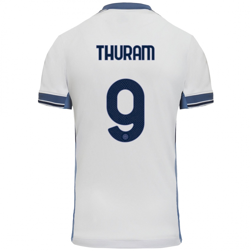 Criança Camisola Marcus Thuram #9 Cinzento Branco Alternativa 2024/25 Camisa