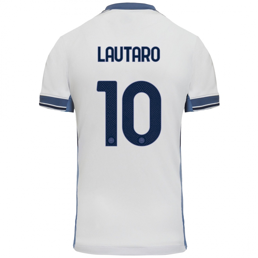 Criança Camisola Lautaro Martinez #10 Cinzento Branco Alternativa 2024/25 Camisa