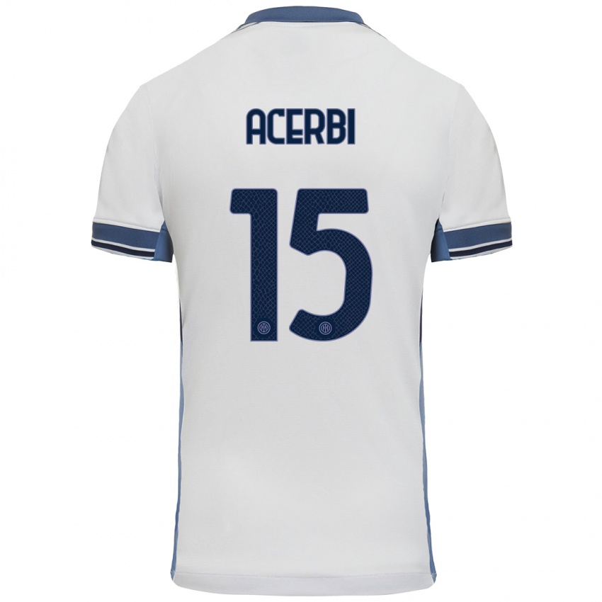 Criança Camisola Francesco Acerbi #15 Cinzento Branco Alternativa 2024/25 Camisa