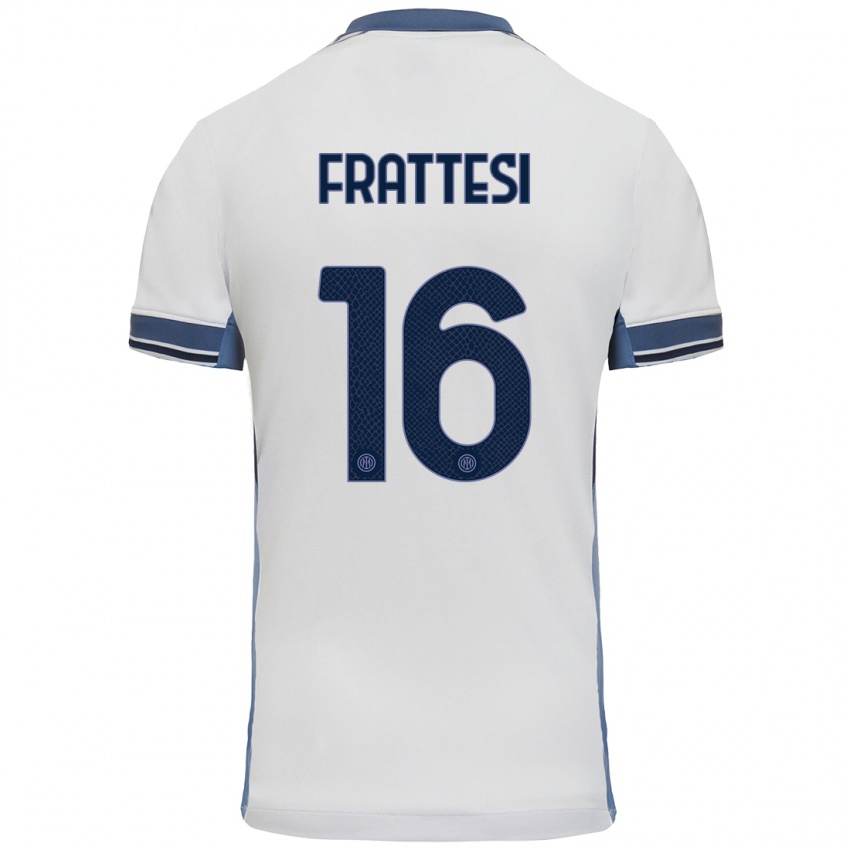 Criança Camisola Davide Frattesi #16 Cinzento Branco Alternativa 2024/25 Camisa