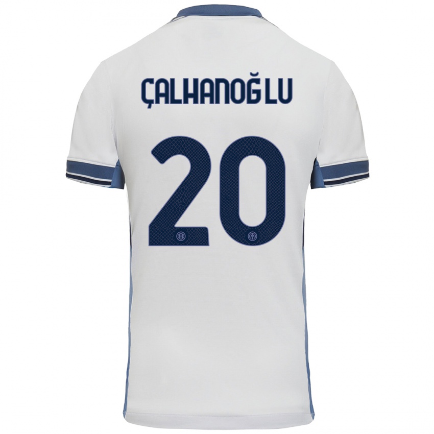 Criança Camisola Hakan Calhanoglu #20 Cinzento Branco Alternativa 2024/25 Camisa