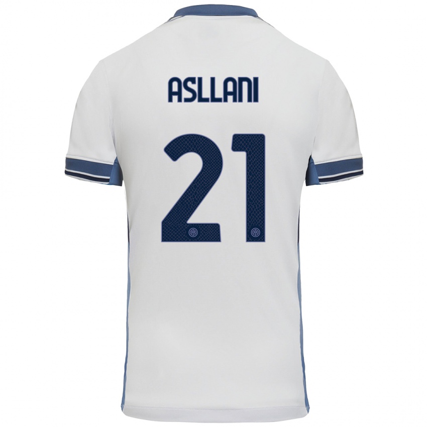 Criança Camisola Kristjan Asllani #21 Cinzento Branco Alternativa 2024/25 Camisa