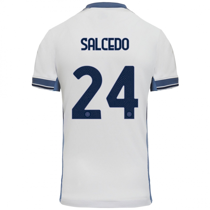 Criança Camisola Eddie Salcedo #24 Cinzento Branco Alternativa 2024/25 Camisa