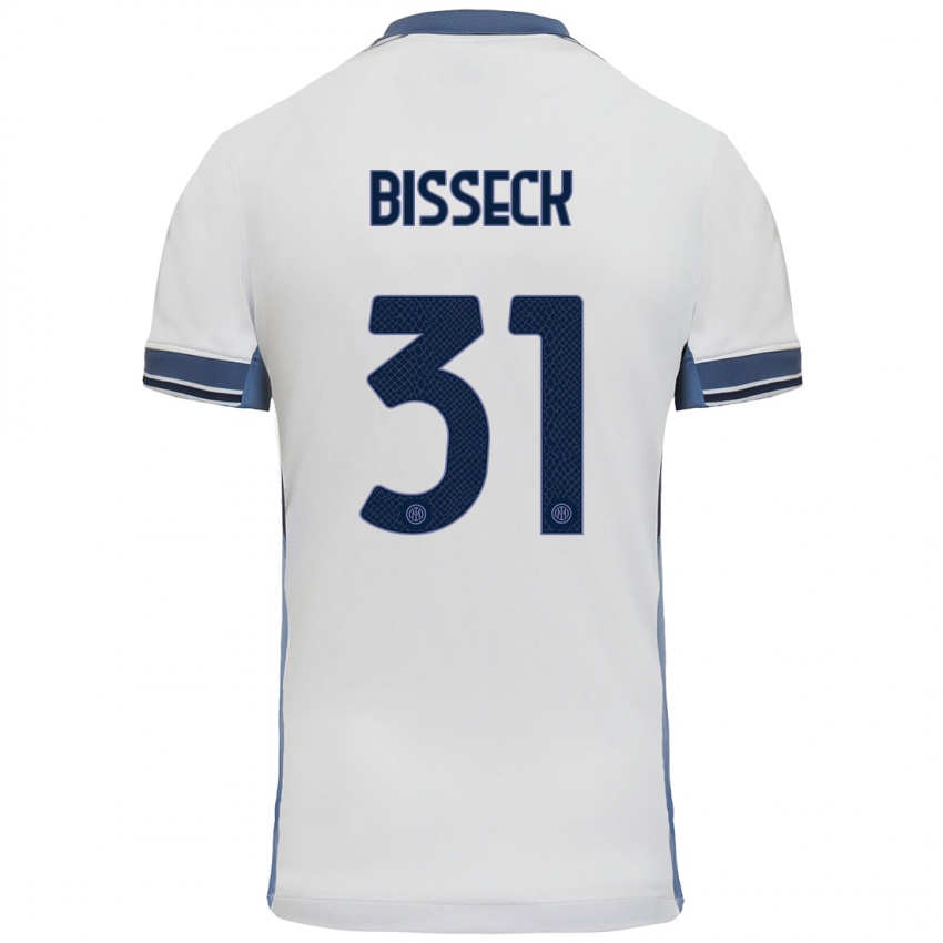 Criança Camisola Yann Bisseck #31 Cinzento Branco Alternativa 2024/25 Camisa