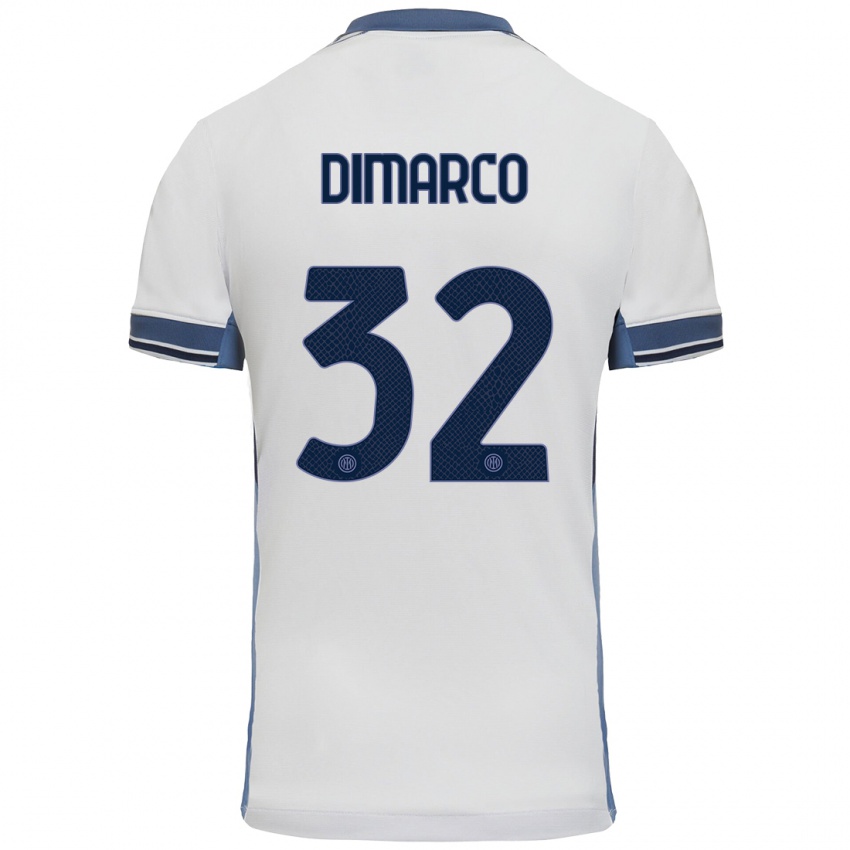 Criança Camisola Federico Dimarco #32 Cinzento Branco Alternativa 2024/25 Camisa