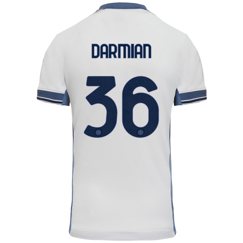 Criança Camisola Matteo Darmian #36 Cinzento Branco Alternativa 2024/25 Camisa