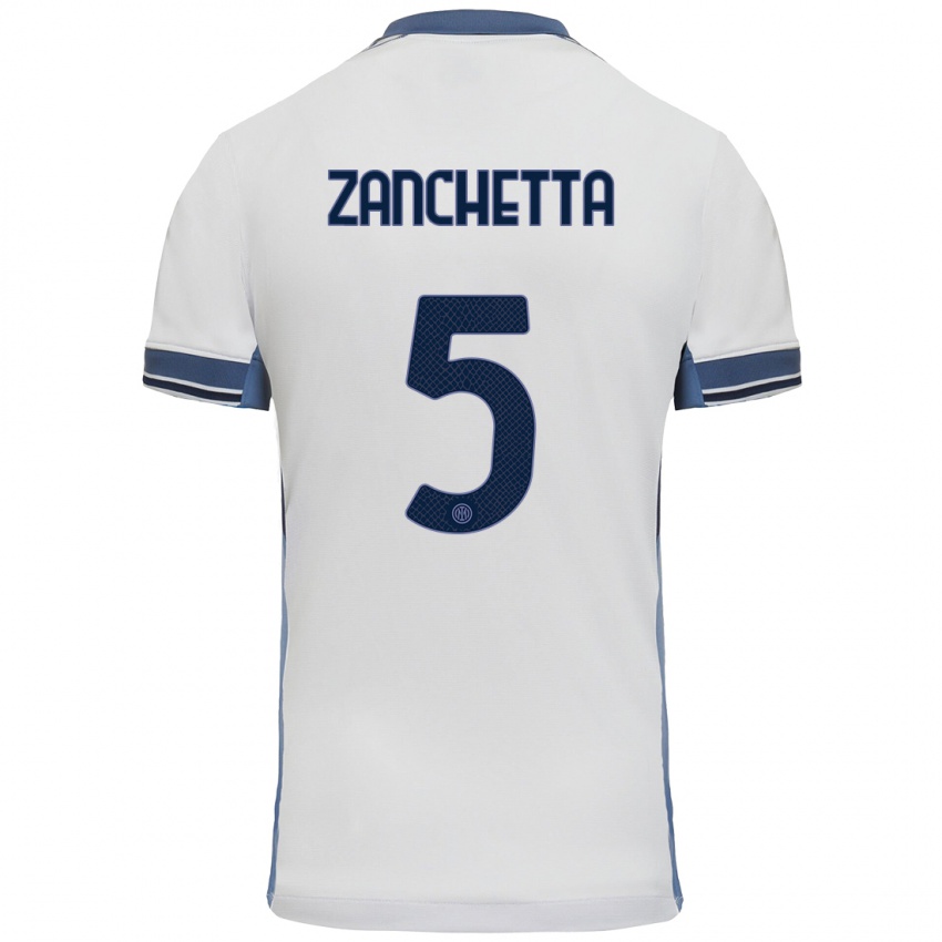 Criança Camisola Mattia Zanchetta #5 Cinzento Branco Alternativa 2024/25 Camisa