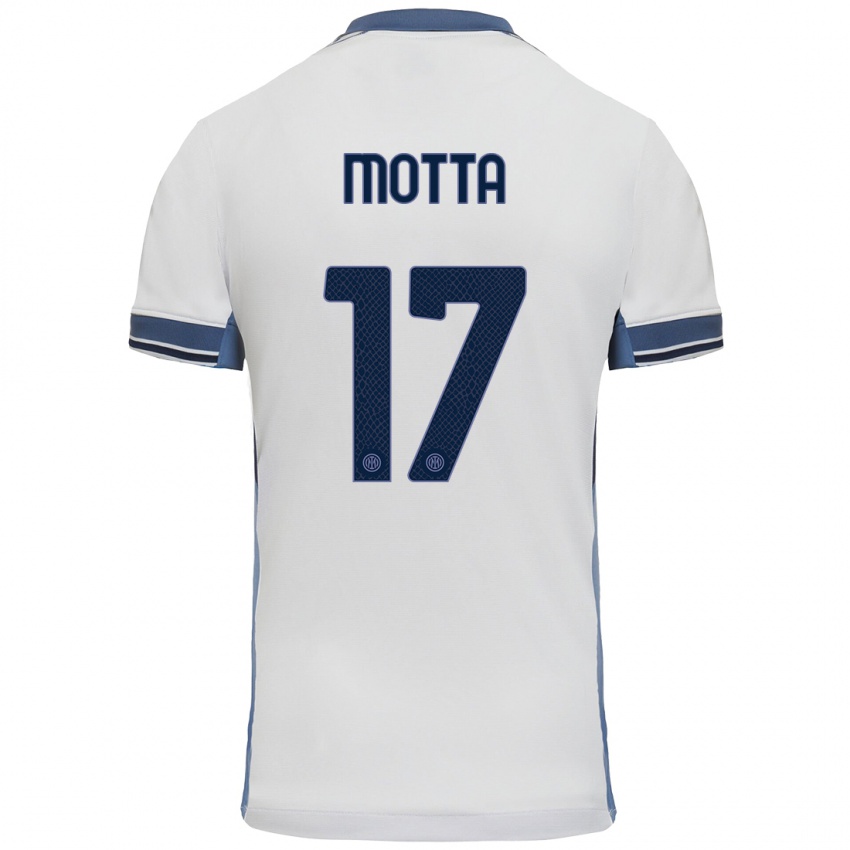 Criança Camisola Matteo Motta #17 Cinzento Branco Alternativa 2024/25 Camisa