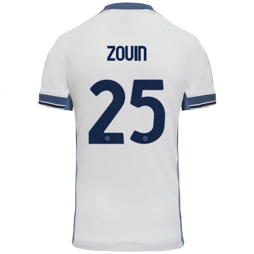 Criança Camisola Aymen Zouin #25 Cinzento Branco Alternativa 2024/25 Camisa