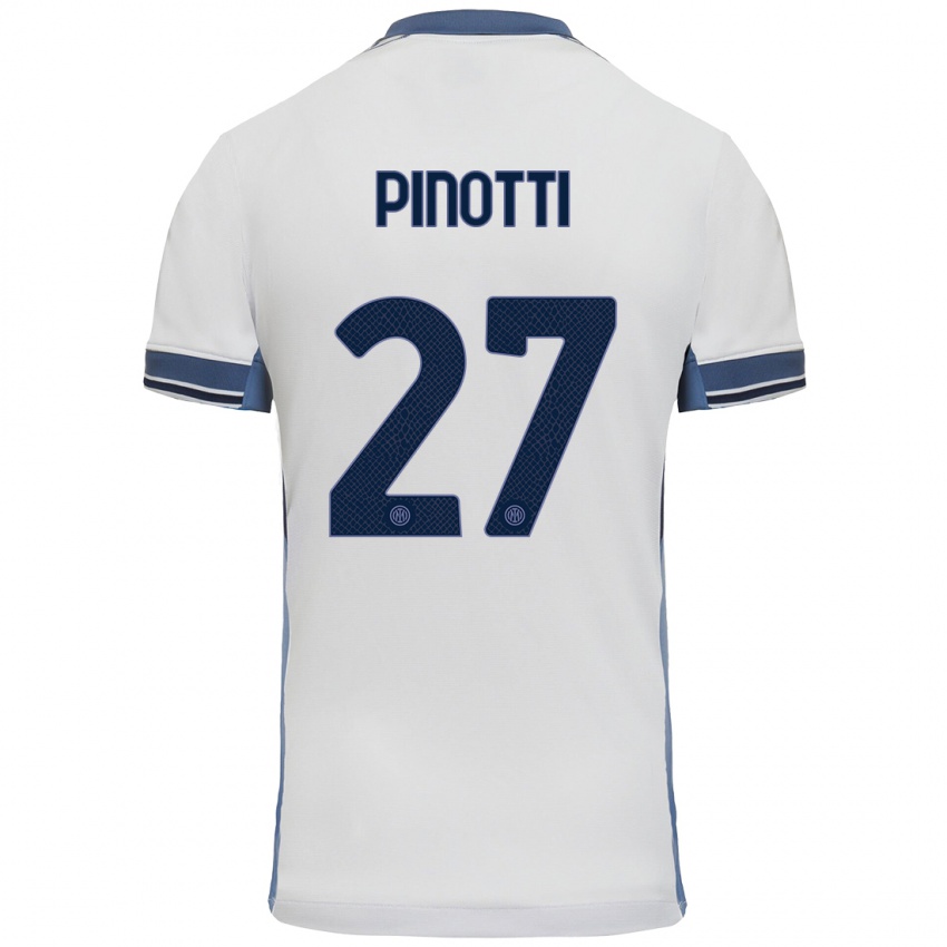 Criança Camisola Manuel Pinotti #27 Cinzento Branco Alternativa 2024/25 Camisa