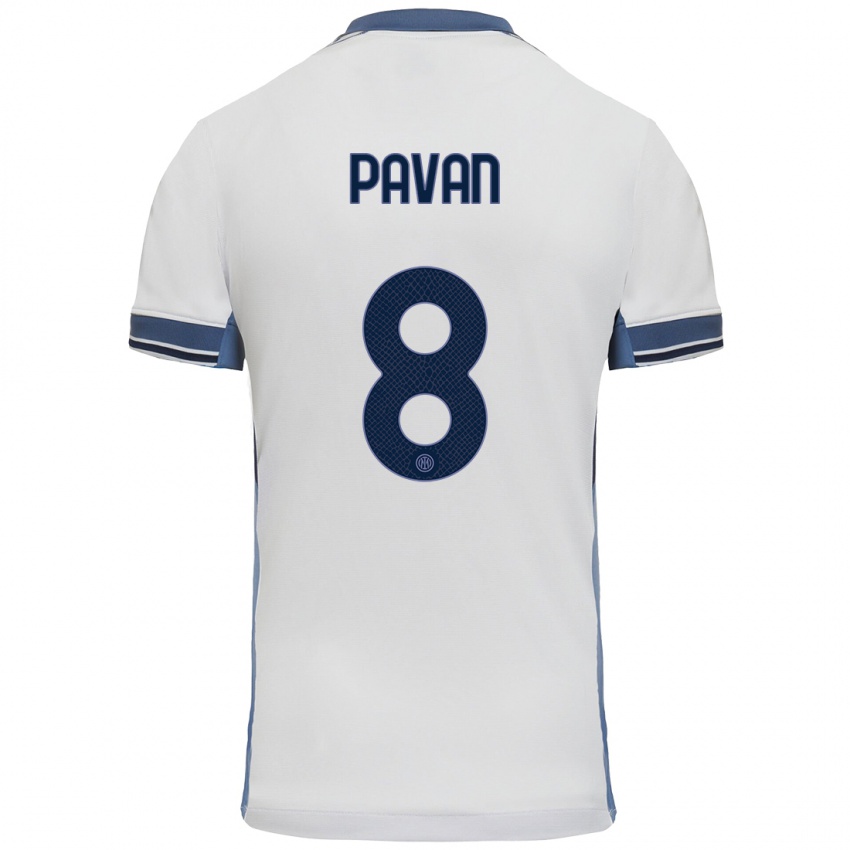 Criança Camisola Matilde Pavan #8 Cinzento Branco Alternativa 2024/25 Camisa