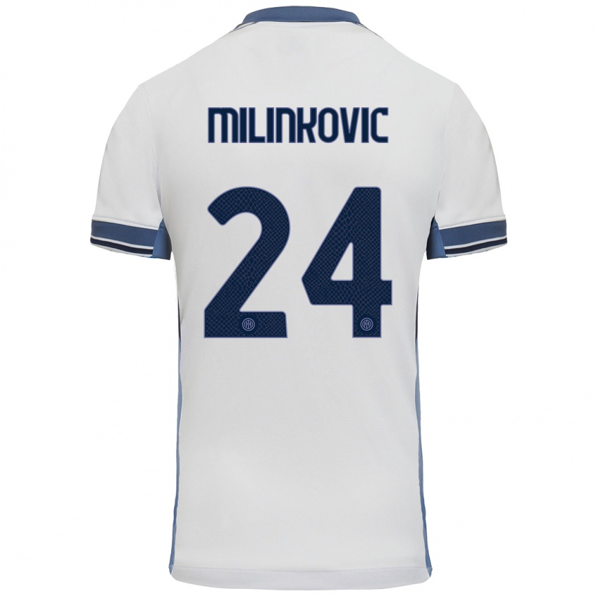 Criança Camisola Marija Milinković #24 Cinzento Branco Alternativa 2024/25 Camisa