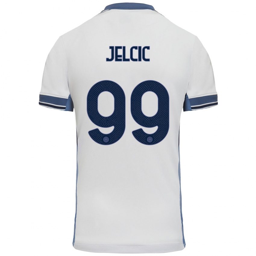 Criança Camisola Maja Jelčić #99 Cinzento Branco Alternativa 2024/25 Camisa