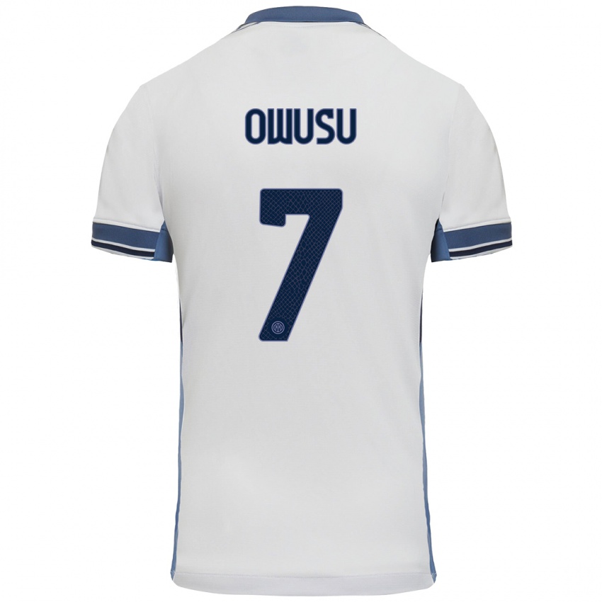 Criança Camisola Enoch Owusu #7 Cinzento Branco Alternativa 2024/25 Camisa