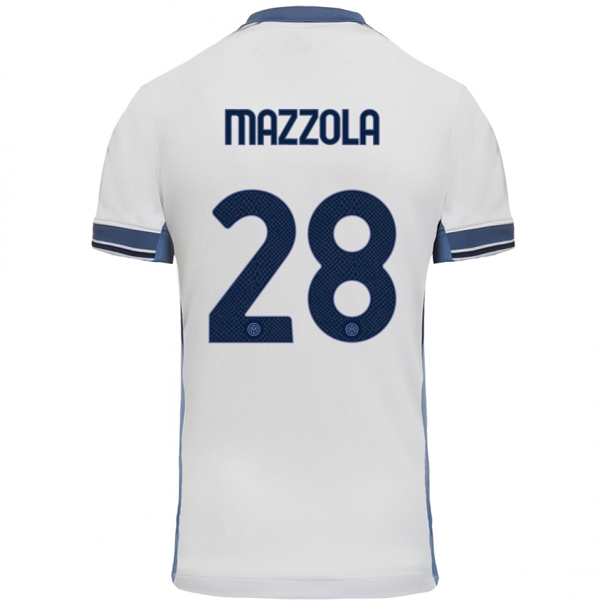 Criança Camisola Giuseppe Mazzola #28 Cinzento Branco Alternativa 2024/25 Camisa