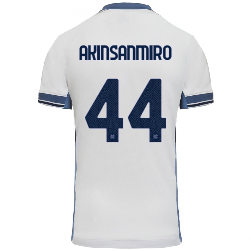 Criança Camisola Ebenezer Akinsanmiro #44 Cinzento Branco Alternativa 2024/25 Camisa