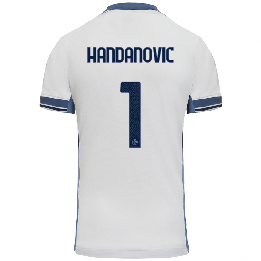 Criança Camisola Samir Handanovic #1 Cinzento Branco Alternativa 2024/25 Camisa