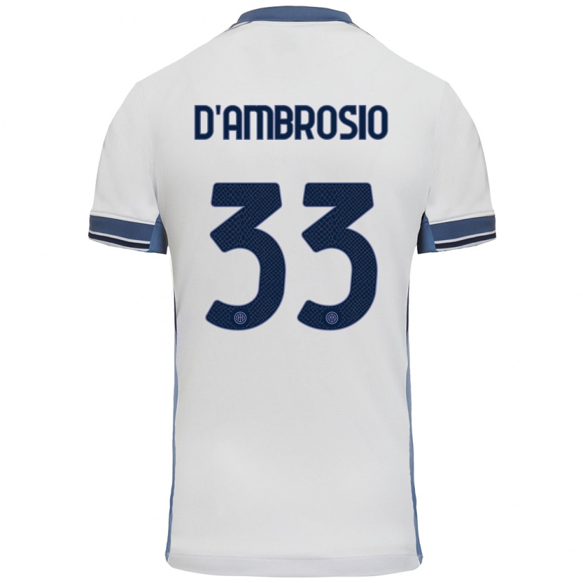 Criança Camisola Danilo D'ambrosio #33 Cinzento Branco Alternativa 2024/25 Camisa