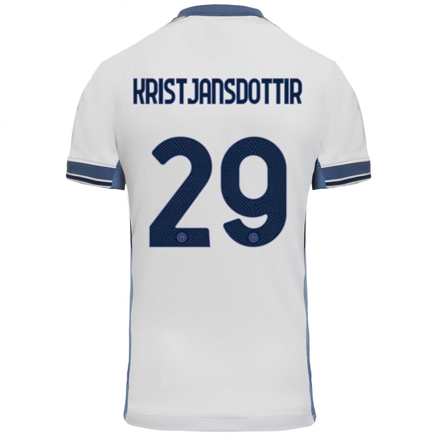 Criança Camisola Anna Bjork Kristjansdottir #29 Cinzento Branco Alternativa 2024/25 Camisa