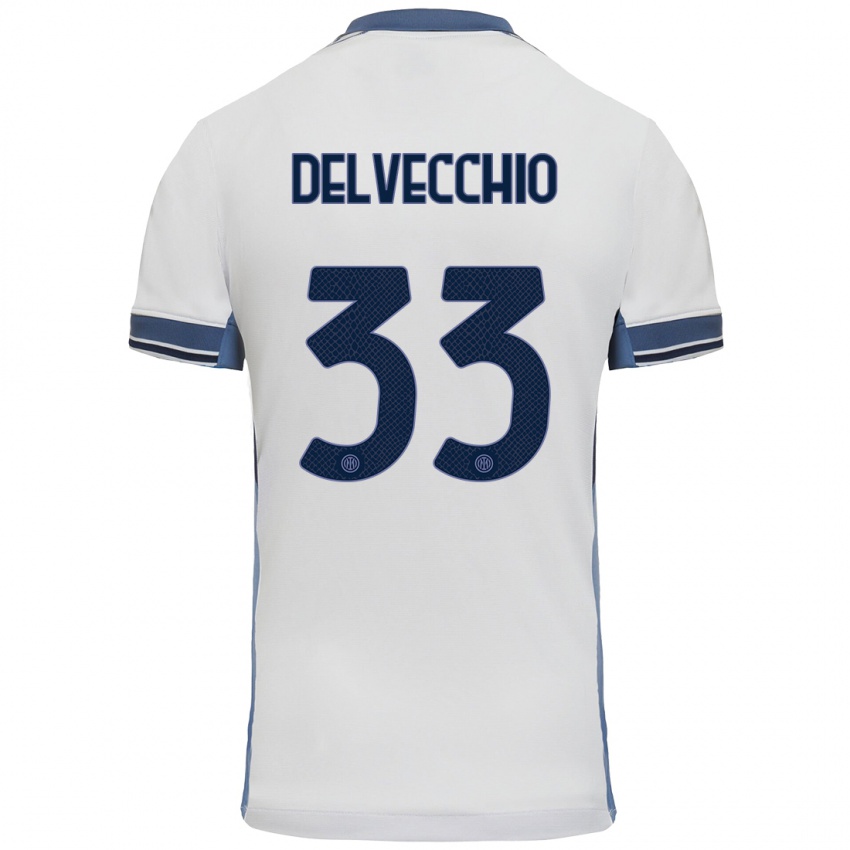 Criança Camisola Gabriele Delvecchio #33 Cinzento Branco Alternativa 2024/25 Camisa