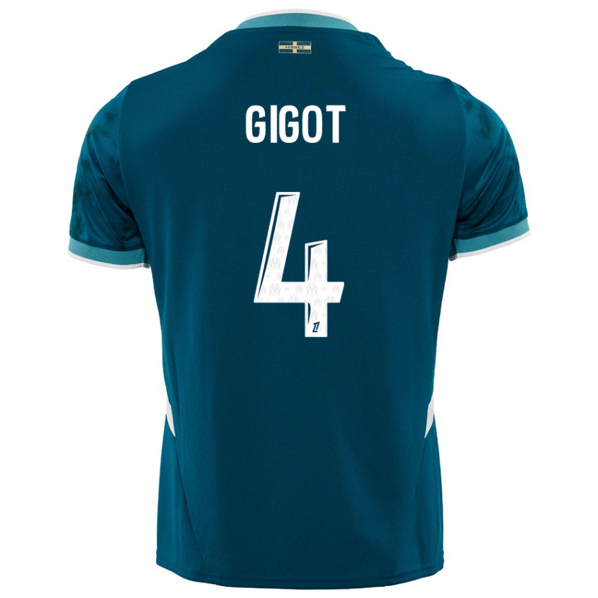 Criança Camisola Samuel Gigot #4 Azul Turquesa Alternativa 2024/25 Camisa