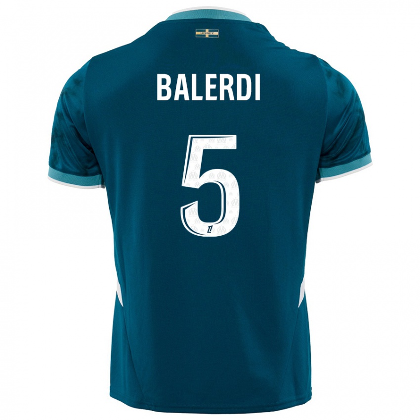 Criança Camisola Leonardo Balerdi #5 Azul Turquesa Alternativa 2024/25 Camisa